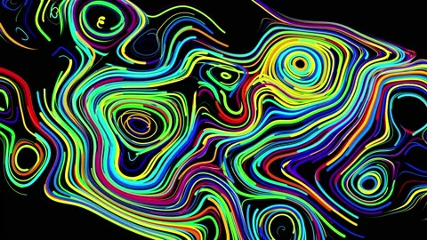 Abstract creative looped bg with curled lines like trails of different colors Stock Footage 140916943
