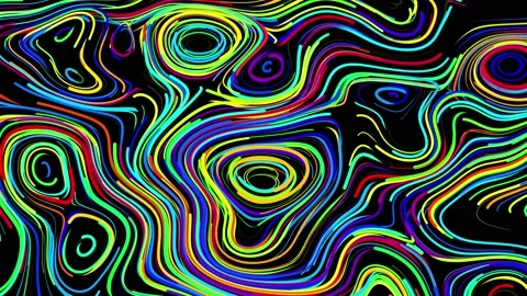 Abstract creative looped bg with curled lines like trails of different colors Stock Footage 140916954