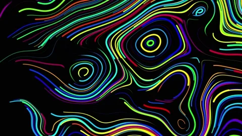 Abstract creative looped bg with curled lines like trails of different colors Stock Footage 140916973