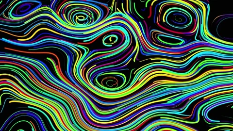 Abstract creative looped bg with curled lines like trails of different colors Stock Footage 140916983