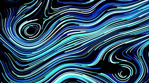 Abstract creative looped bg with curled lines like blue trails on surface. Lines Stock Footage 141665432