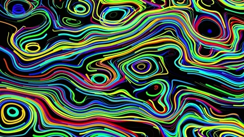 Abstract creative looped bg with curled lines like trails of different colors Stock Footage 141665609