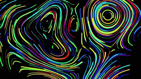 Abstract creative looped bg with curled lines like trails of different colors Stock Footage 141711982