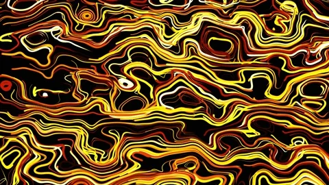 Abstract creative looped bg with curled lines like yellow trails on surface Stock Footage 143482439