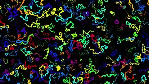 Abstract creative looped bg with curled lines like trails of different colors Stock Footage 152826751
