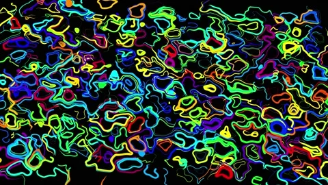 Abstract creative looped bg with curled lines like trails of different colors Stock Footage 158737590
