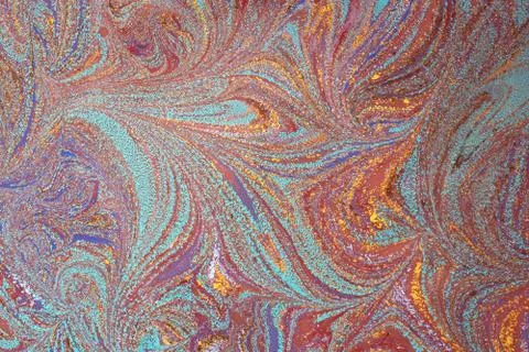 Abstract creative marble pattern texture. Traditional art of Ebru marbling Stock Photos