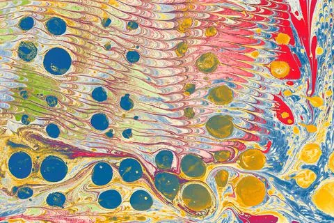 Abstract creative marbling pattern texture. Traditional art of Ebru marbling. Stock Photos