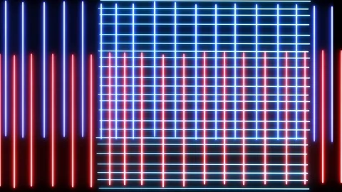 Abstract creative neon laser led lines. Retro disco, club neon sound wave show Stock Footage 115129295