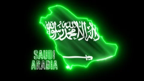 Abstract creative neon map of Saudi Arabia. Video stock 114120765