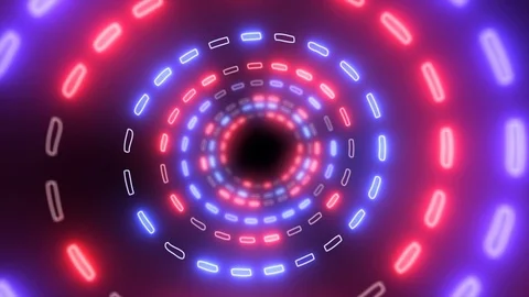 Abstract creative neon technology tunnel with round HUD.  Stock Footage 114015233