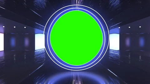 Abstract creative neon,led light tunnel and neon circle shapes with green screen Stock Footage 115125642