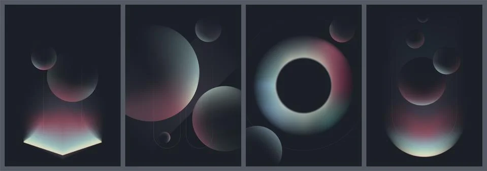 Abstract creative patterns in dark colors, geometric shapes with gradient col イラスト素材