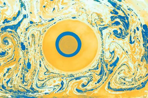 Abstract creative round marble pattern texture. Traditional art of Ebru marbl Stock Photos