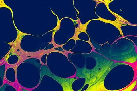 Abstract creative round marble pattern texture. Traditional art of Ebru marbl Stock Photos