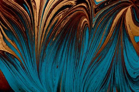 Abstract creative round marble pattern texture. Traditional art of Ebru marbl Stock Photos