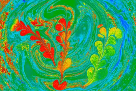 Abstract creative round marble pattern texture. Traditional art of Ebru marbl Stock Photos