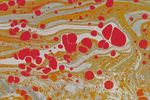 Abstract creative round marble pattern texture. Traditional art of Ebru marbl Stock Photos