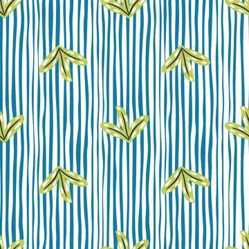 Abstract creative seamless pattern with green colored leaf ornament. White an Stock Illustration