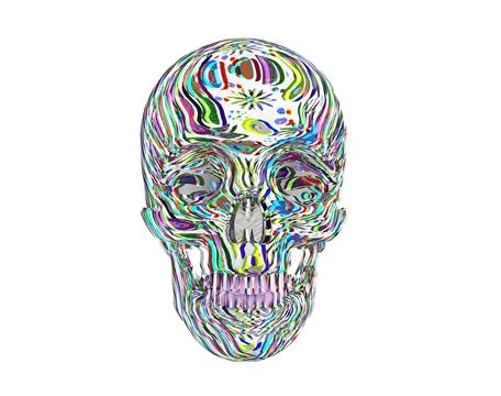 An abstract creative Skull isolated on white, 3d rendered Stock Illustration