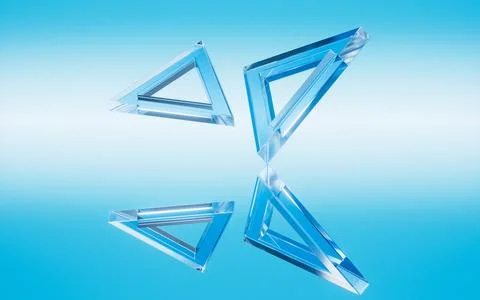Abstract creative triangular glass geometric figures background, 3d rendering Stock Illustration