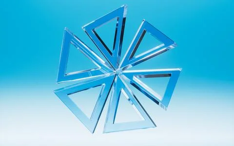 Abstract creative triangular glass geometric figures background, 3d rendering Stockillustratie