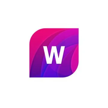 Abstract creative web icon company W sign letter logo vector design Stock Illustration