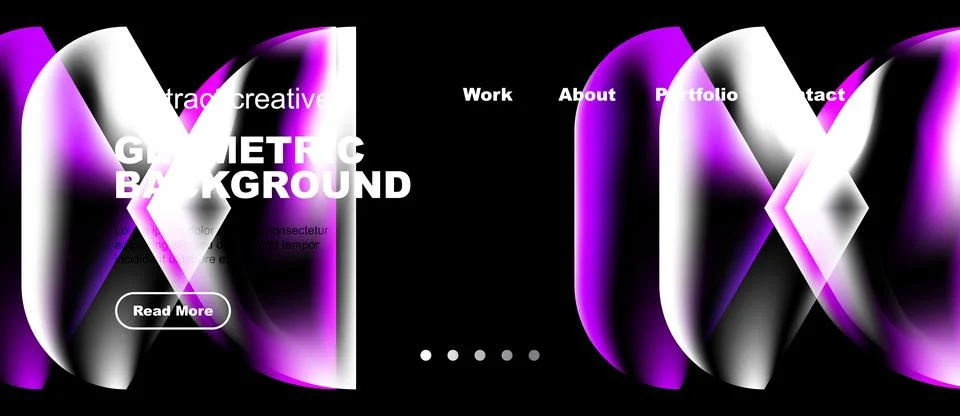 Abstract creative website design. Geometric shapes, purple hues, dark backg.. Stock Illustration