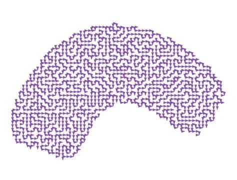 Abstract crescent shape made of complex maze lines Stock Illustration