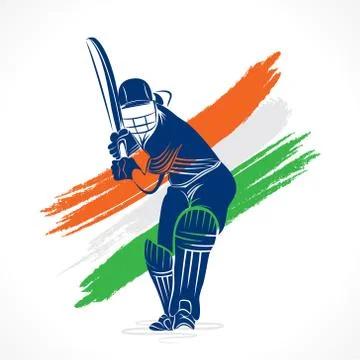 Abstract cricket player design by brush stroke vector Illustrazione stock
