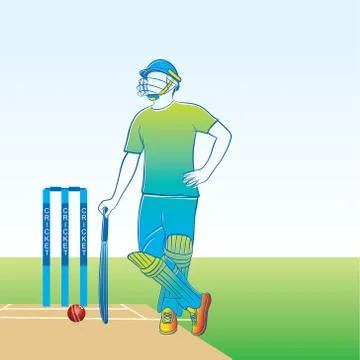 Abstract cricket player illustration Stock Illustration