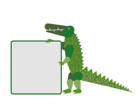 Abstract crocodile shows an empty screen isolated on white background. Vector Stock Illustration