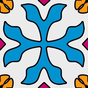 Abstract Cross and Flower (White, Black, Blue, Orange, Magenta) Stock Illustration