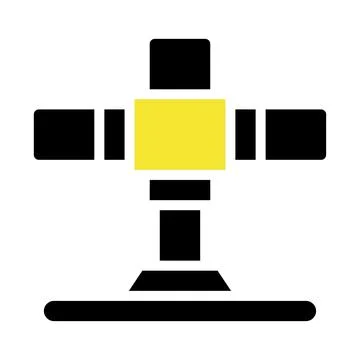 Abstract cross shaped structure with a central yellow square.  Geometric de.. Stock Illustration