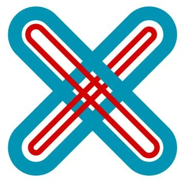 Abstract cross, X shape, letter symbol with intersecting lines with colors ma Stock Illustration