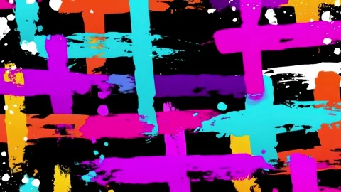 Abstract Crossbar Graffiti Background With Cyan and Magenta Paint Blocks Stock Footage 315513203