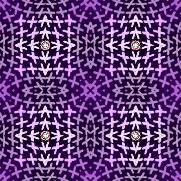 Abstract crosses seamless pattern. Repeat kaleidoscope background in violet c Stock Illustration