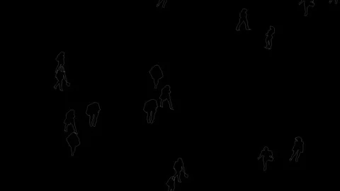 Abstract crowd of walking people line drawing animation on black background. Stock Footage 337815778