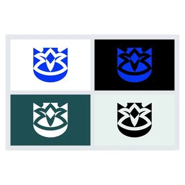 Abstract Crown Logo Design Icon Set Stock Illustration