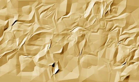 Abstract crumpled paper background in warm light orange brown tones, render.. Stock Illustration