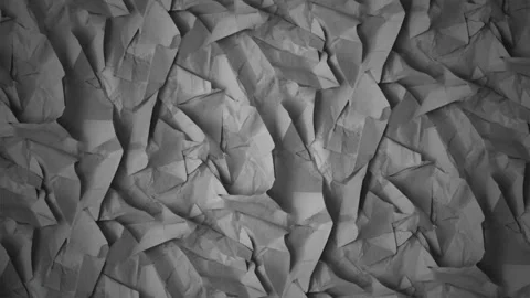 Abstract crumpled paper texture background, in monochrome grey Video stock 341603489