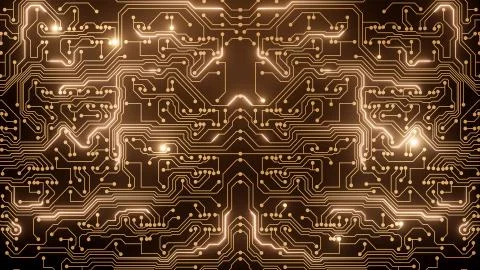 Abstract crypto backround of gold circuit Stock Illustration