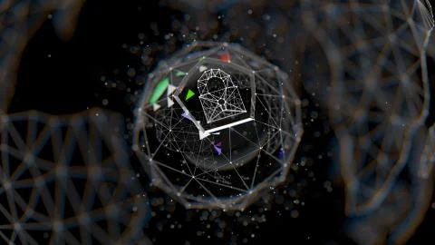 Abstract crypto cyber security technology on global network background. Digital Stock Illustration