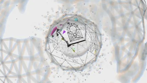 Abstract crypto cyber security technology on global network background. Digital Stock Illustration