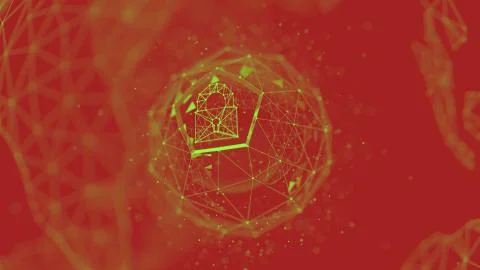 Abstract crypto cyber security technology on global network background. Digital Stock Illustration