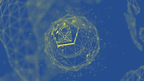 Abstract crypto cyber security technology on global network background. Digital Stock Illustration