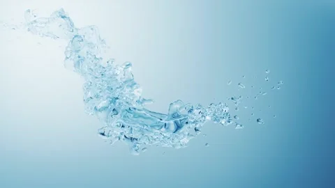 Abstract crystal clear water splash flowing in slow motion over blue backgrou 스톡 동영상 327517035