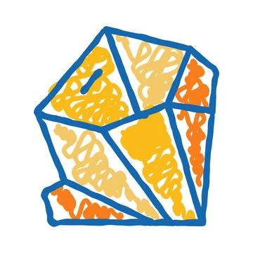 Abstract crystal drawing with colorful scribble lines Stock Illustration