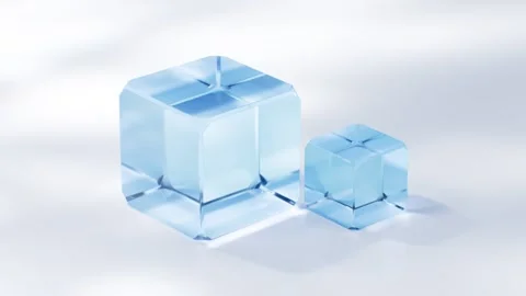 Abstract crystal glass cubes glowing with blue caustic light and soft shado.. Stock Footage 332391289