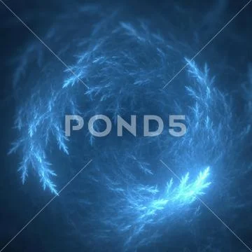Abstract Crystal Ice Flowers Growing in Circle and Glowing in Blue Stock Photos